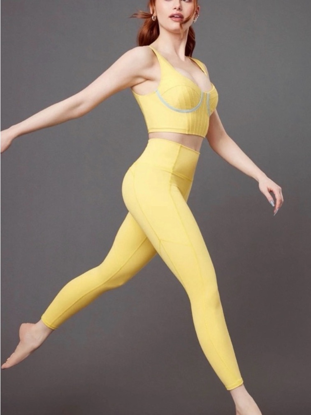 Fabletics Yellow Set- High-Rise Leggings and Cropped Sports Bra
